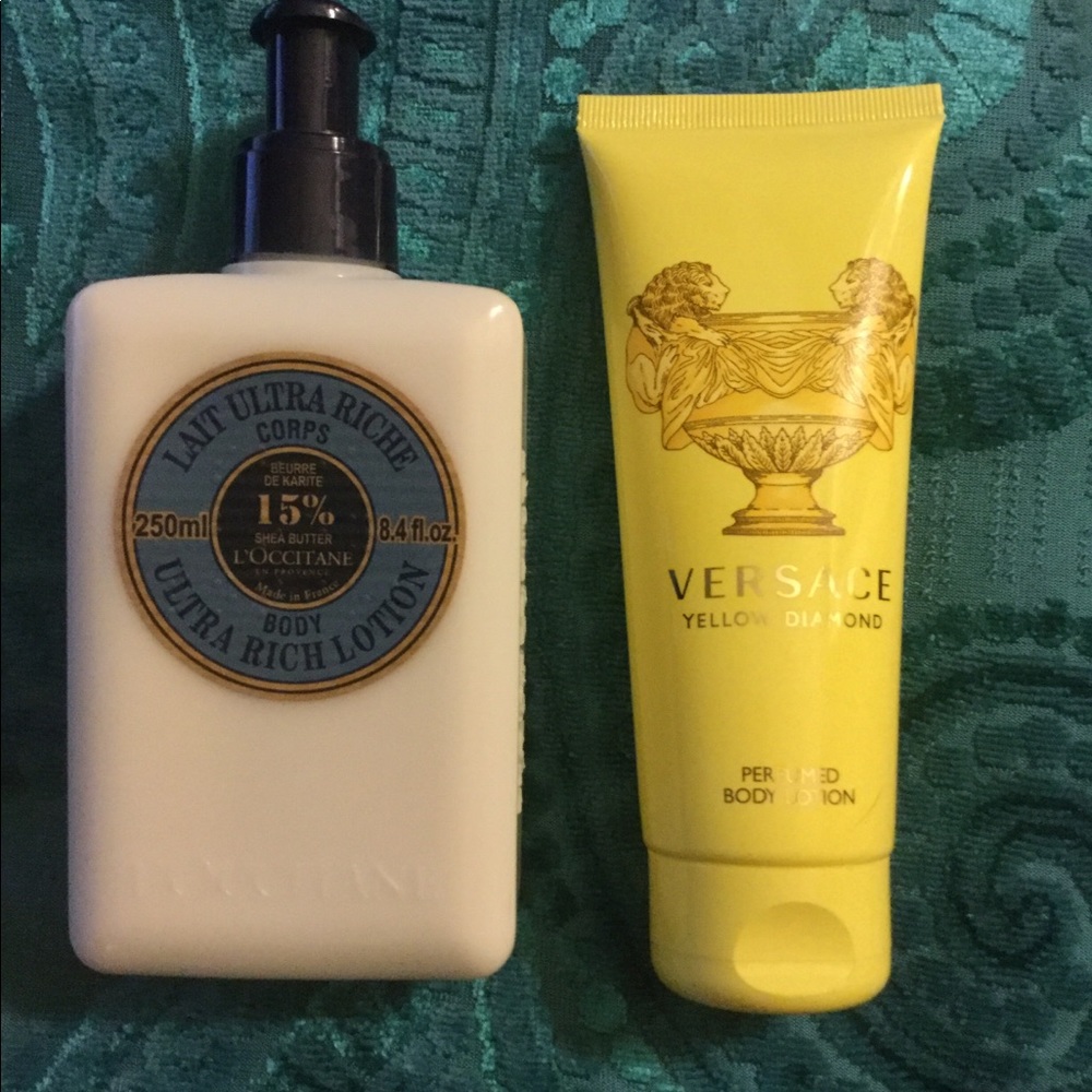 Body lotion= Loccitane and  Versace- never used